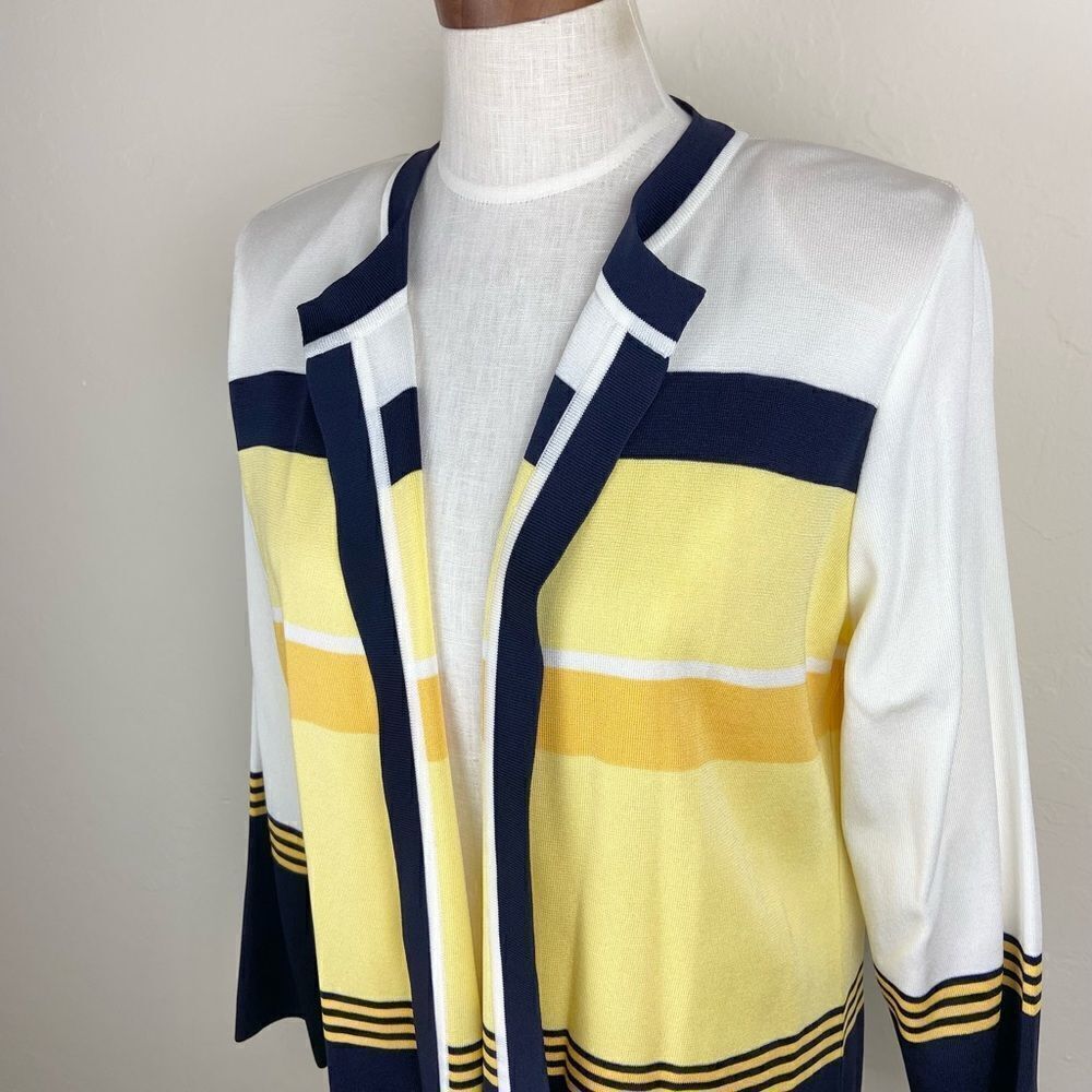 Misook Open-Front Colorblock Knit Cardigan Sweater - Picture 2 of 6